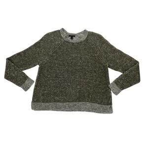 Eileen Fisher Women’s Medium Green Sweater Cotton Linen Fisherman Style